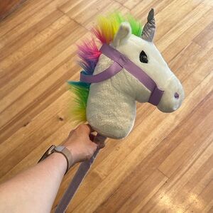 Plush Unicorn Stick Toy with Rainbow Mane